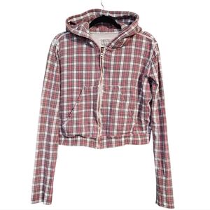 Frank & Eileen Tee Lab Limited Edition Hoodie Pink Gray Plaid Cotton Size L